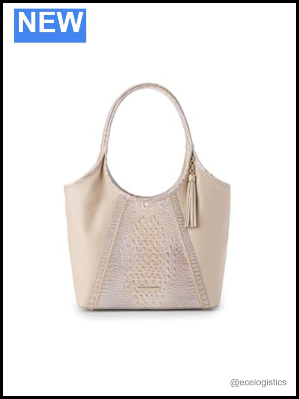 Leather Tote Bag with Top Handles - Women's Handbag
